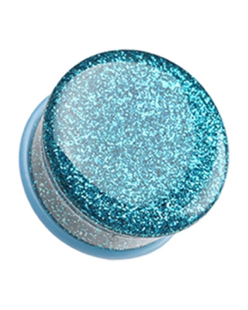 Glitter Shimmer Single Flared Ear Gauge Plug (Sold by Pair) 0 GA, Teal $10.59 Body Jewelry