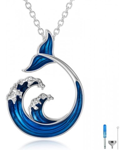 Mothers Day Gifts Necklaces for Women Wave Necklace 925 Sterling Silver Tail Pendant Blue Ocean Necklace Teen Girl Necklaces ...