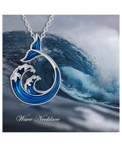 Mothers Day Gifts Necklaces for Women Wave Necklace 925 Sterling Silver Tail Pendant Blue Ocean Necklace Teen Girl Necklaces ...