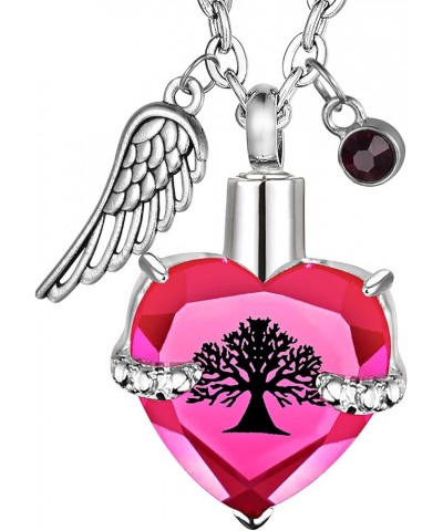 Tree of Life Birthstone Love Heart Memorial Keepsake Cremation Jewelry for Ashes Urn Pendant Necklace October - Customized $1...