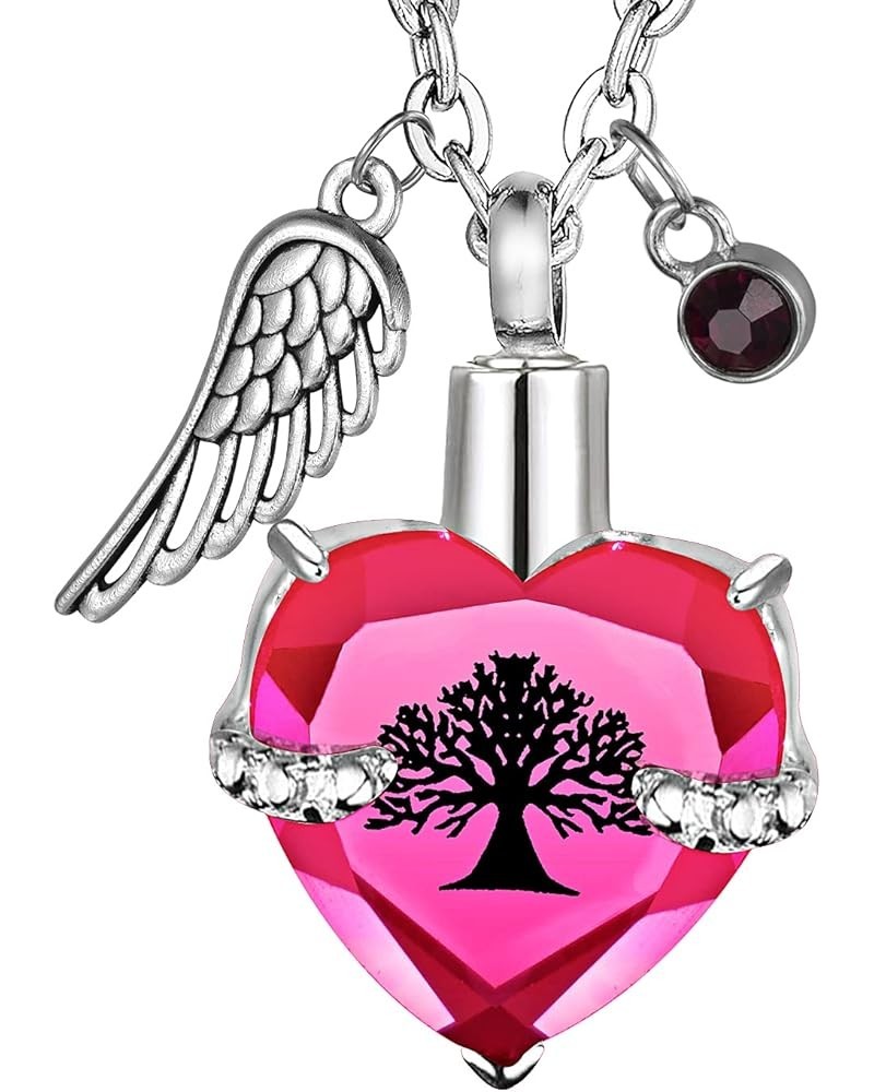 Tree of Life Birthstone Love Heart Memorial Keepsake Cremation Jewelry for Ashes Urn Pendant Necklace October - Customized $1...