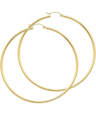 14K Plain Gold 2MM Hoop Earrings for Women - Available in Large, Medium and Small Sizes 65.0 Millimeters Yellow Gold $33.20 E...