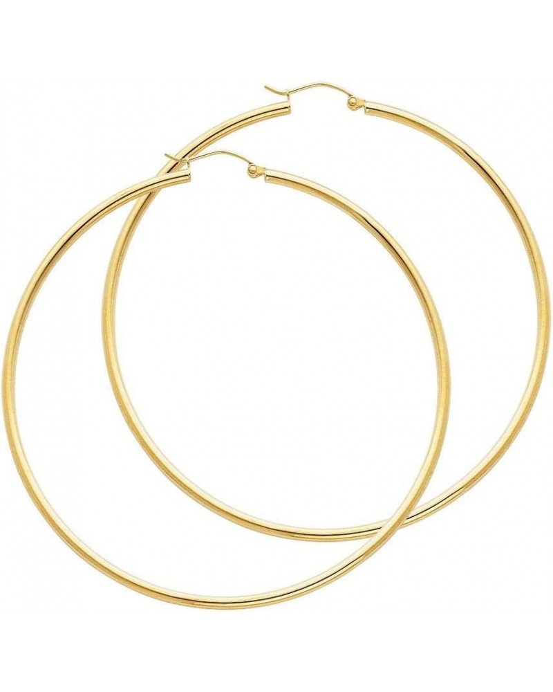 14K Plain Gold 2MM Hoop Earrings for Women - Available in Large, Medium and Small Sizes 65.0 Millimeters Yellow Gold $33.20 E...