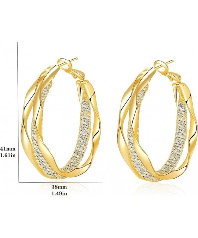 4,5 Pairs Gold Chunky Hoop Earrings Set for Women Girls, Real 14K Gold Plated Twisted Huggie Hoop Earring Hypoallergenic, Thi...