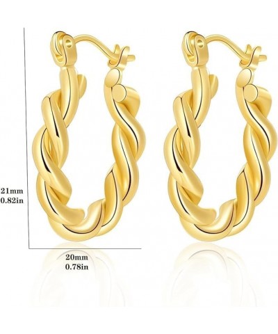 4,5 Pairs Gold Chunky Hoop Earrings Set for Women Girls, Real 14K Gold Plated Twisted Huggie Hoop Earring Hypoallergenic, Thi...