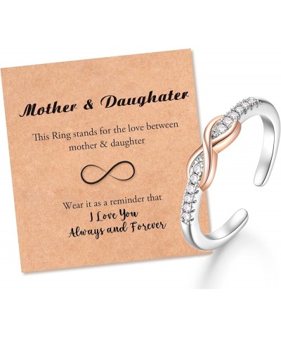 Mother Daughter 18K Gold Plated Knot Ring for Women, Mothers'Day Birthday Christmas Jewelry Gifts for Mother Daughter Forever...