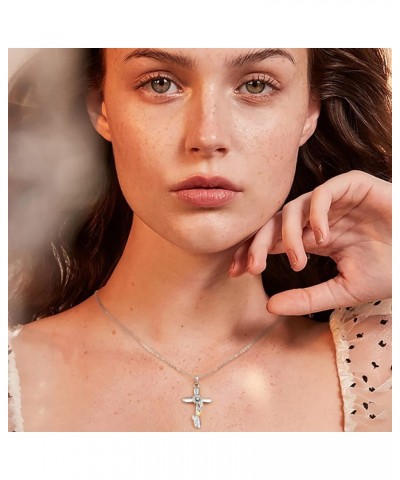 S925 Sterling Silver Sunflower Cross Necklaces For Women Sunshine Faith Cross Pendant Necklace Religious Baptism Anniversary ...