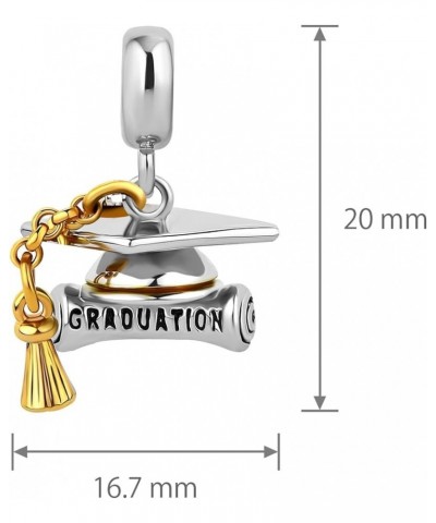 Dangle Graduation Certificate and Cap Charm for Graduate Compatible with Pandora Bracelets Graduation $8.24 Bracelets