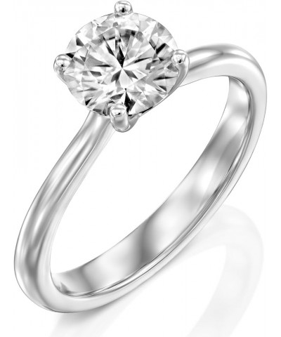 1.00-2.00 Cttw Moissanite Solitaire Engagement Ring Round Cut 14K White Gold (D-E Color, VS Min Clarity) | Comes With Gift Bo...