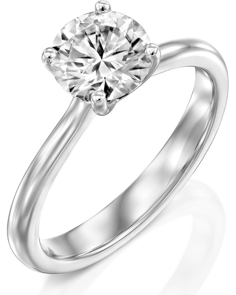 1.00-2.00 Cttw Moissanite Solitaire Engagement Ring Round Cut 14K White Gold (D-E Color, VS Min Clarity) | Comes With Gift Bo...