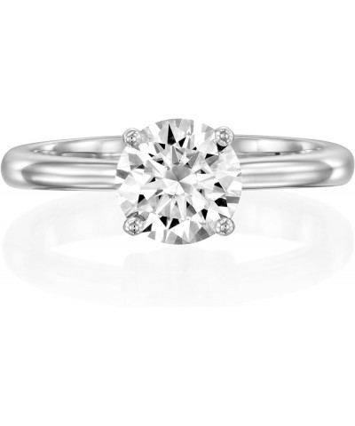 1.00-2.00 Cttw Moissanite Solitaire Engagement Ring Round Cut 14K White Gold (D-E Color, VS Min Clarity) | Comes With Gift Bo...