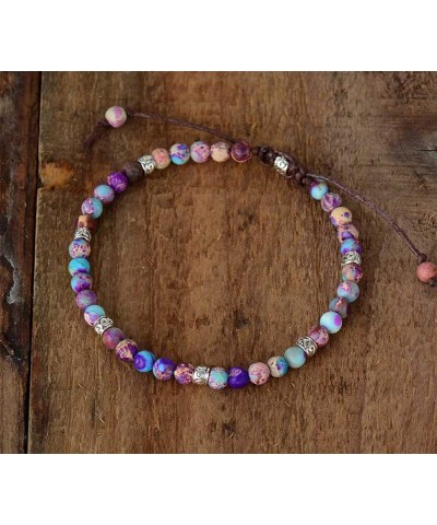 Boho Handmade Natural Stone Wrap Bracelets Turquoises Crystal Beads Bracelet Jewelry Purple Jasper $12.51 Bracelets