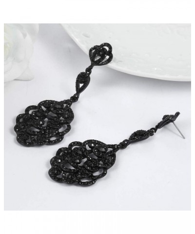 Wedding Teardrop Dangle Earrings Crystal Rhinestone Beaded Chandelier Earrings for Brides Gold A-black-1 $11.01 Earrings