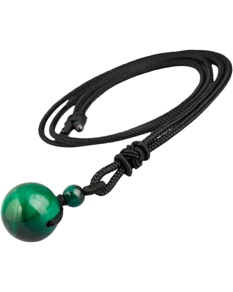 Stone Bead Pendant Necklace Amulet Reiki Healing Crystal with Nylon Cord Handmade Jewelry for Women Green $10.79 Necklaces