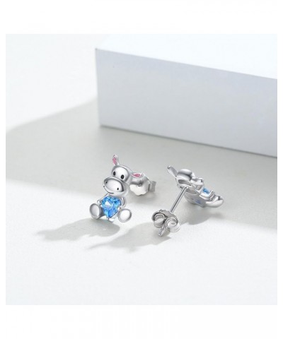 Hippo Earrings 925 Sterling Silver Hippo Jewelry with CZ, Moonstone Hippo Studs Earrings Hypoallergenic Cute Animal Earrings ...