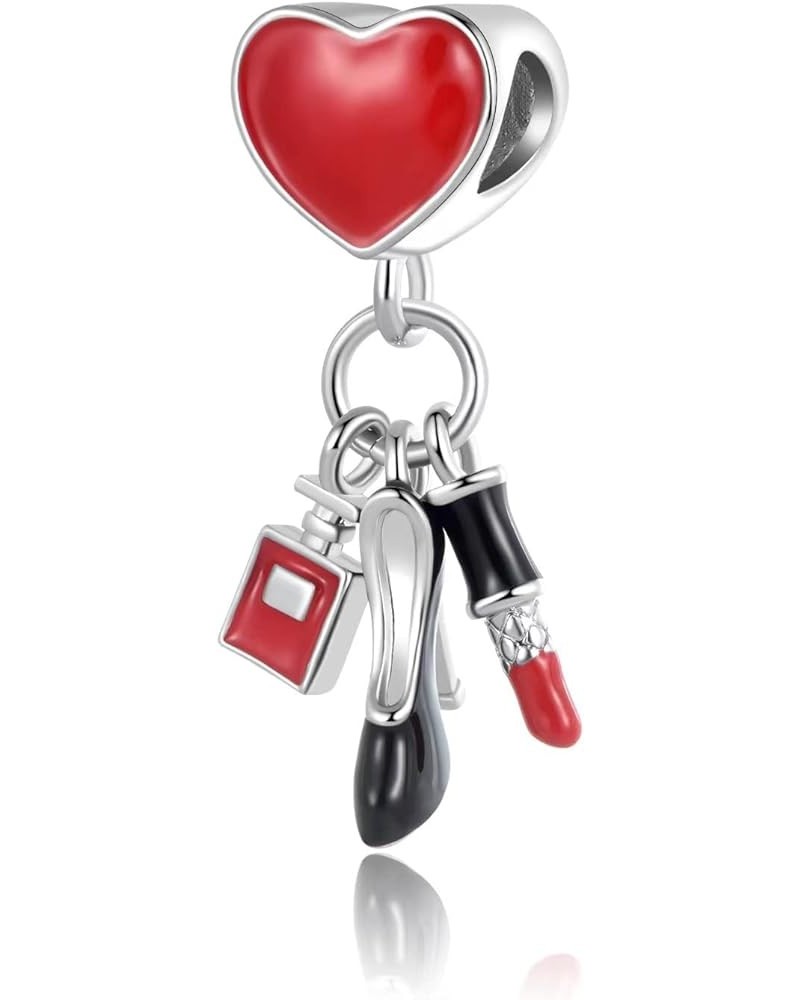 Women's Red Stiletto Crown Perfume Bottle Handbag Sexy Kiss Charm CZ Enamel Beads for European Bracelet black Stiletto $8.09 ...