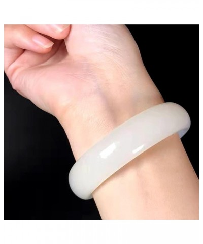 White Jade Bangle Bracelet for Women Retro Chinese Style Natural Jade Gemstone Jewelry Mother's Day Gift for Mom 54mm $17.39 ...