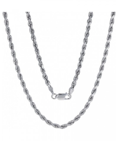 10k White Gold 3mm Rope Chain Diamond Cut Pendant Necklace, Mens Womens Lobster Clasp 16" 18" 20" 22" 24" 26" 28" 30 20 $126....