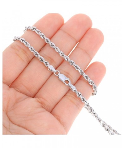 10k White Gold 3mm Rope Chain Diamond Cut Pendant Necklace, Mens Womens Lobster Clasp 16" 18" 20" 22" 24" 26" 28" 30 20 $126....