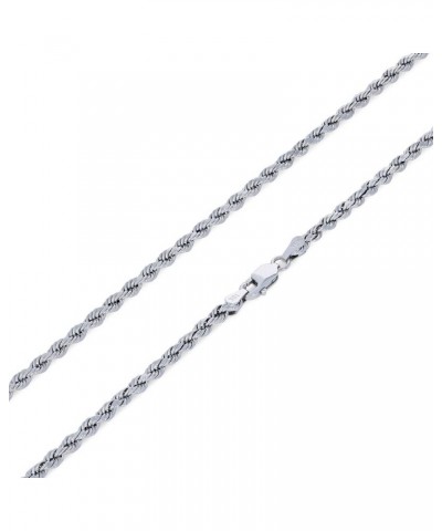 10k White Gold 3mm Rope Chain Diamond Cut Pendant Necklace, Mens Womens Lobster Clasp 16" 18" 20" 22" 24" 26" 28" 30 20 $126....