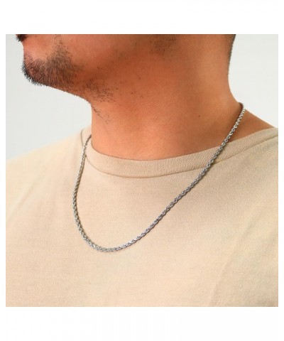 10k White Gold 3mm Rope Chain Diamond Cut Pendant Necklace, Mens Womens Lobster Clasp 16" 18" 20" 22" 24" 26" 28" 30 20 $126....