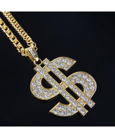 2 Pieces Money Chain Dollar Sign Necklaces Hip Hop Pendant Chain Jewelry for Men Women Bar Party Gold Silver $9.68 Necklaces