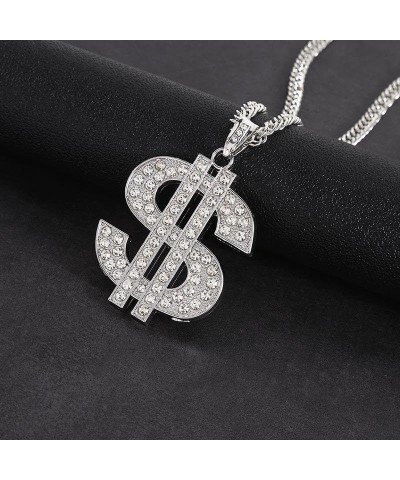 2 Pieces Money Chain Dollar Sign Necklaces Hip Hop Pendant Chain Jewelry for Men Women Bar Party Gold Silver $9.68 Necklaces