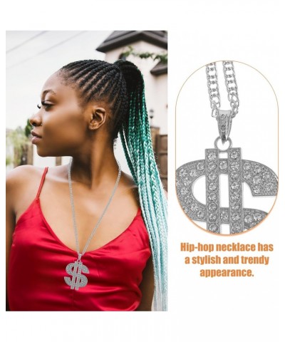 2 Pieces Money Chain Dollar Sign Necklaces Hip Hop Pendant Chain Jewelry for Men Women Bar Party Gold Silver $9.68 Necklaces