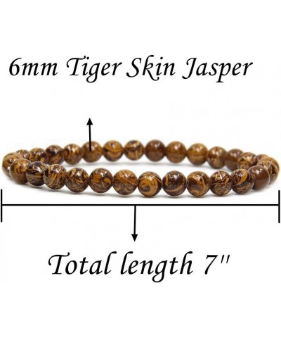 Natural Gemstone 6mm Round Beads Stretch Bracelet 7 Inch Tiger Skin Jasper $7.97 Bracelets