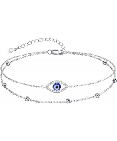 Evil Eye/Moon Star/Cross/Dragonfly/Sea Turtle Ankle Bracelets for Women 925 Sterling Silver Adjustable Anklets Jewelry Gifts ...