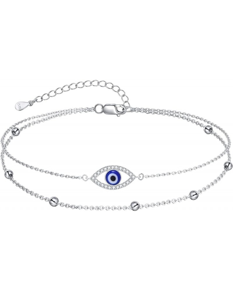 Evil Eye/Moon Star/Cross/Dragonfly/Sea Turtle Ankle Bracelets for Women 925 Sterling Silver Adjustable Anklets Jewelry Gifts ...