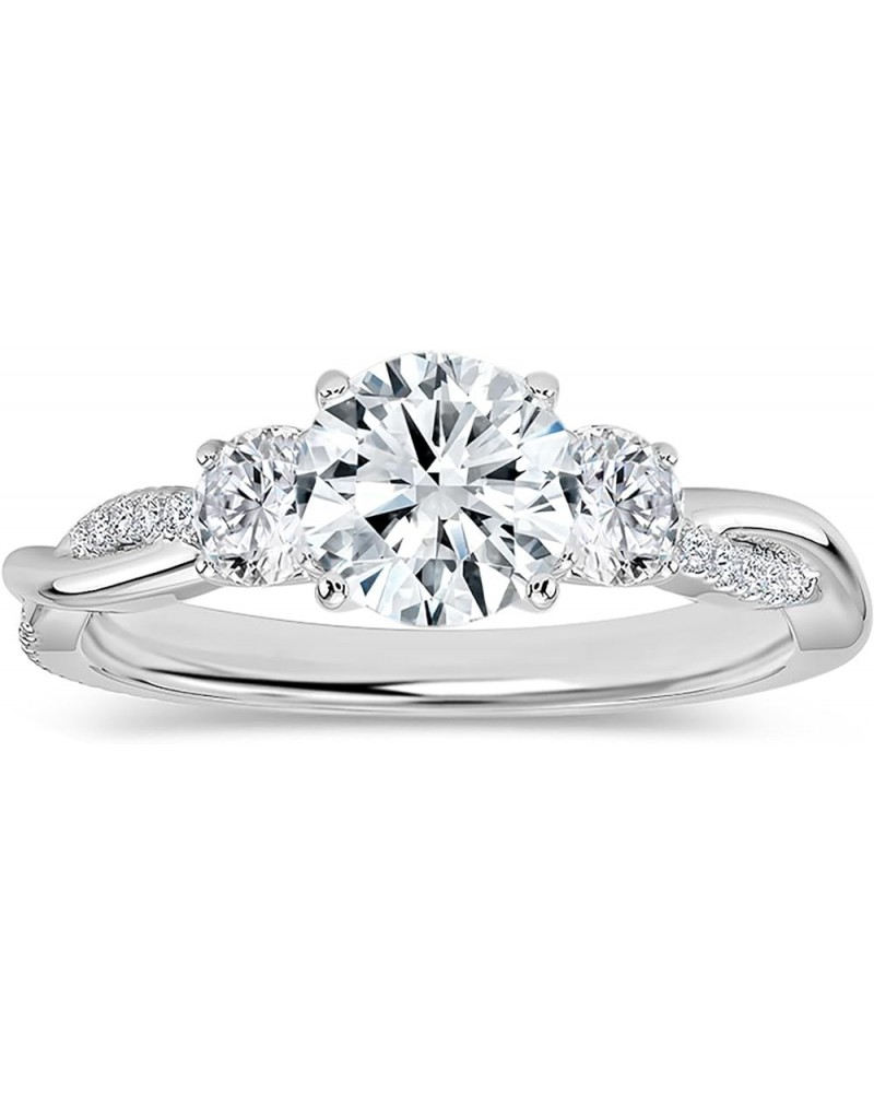 Round Lab Grown White Diamond Twisted Three Stone Engagement Ring for Women in 925 Sterling Silver 5 0.75 Carat $75.62 Rings