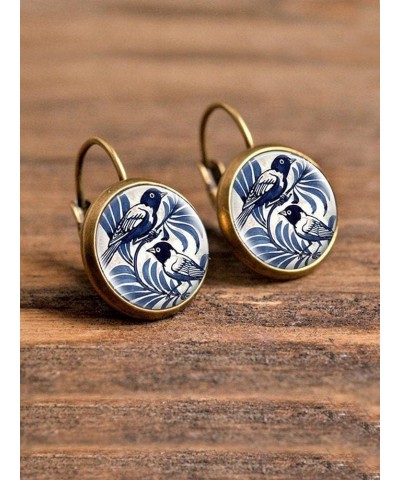 Bird Pattern Round Earrings Multicolor $9.78 Earrings