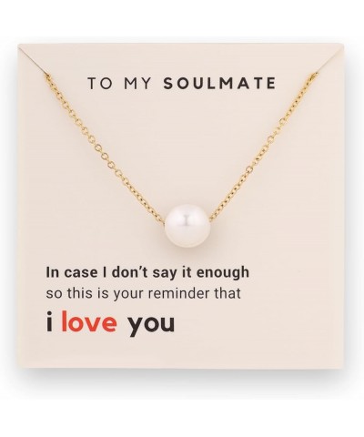 To My Soulmate Necklace, Romantic Gift for Her Wife Girlfriend Card 1 Pearl Drop $7.53 Necklaces