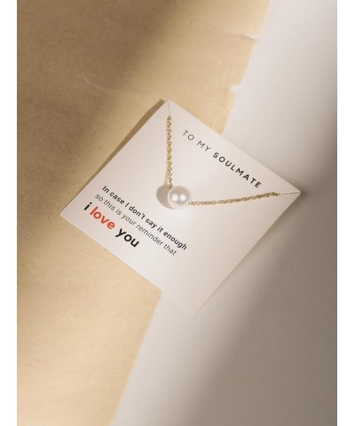 To My Soulmate Necklace, Romantic Gift for Her Wife Girlfriend Card 1 Pearl Drop $7.53 Necklaces