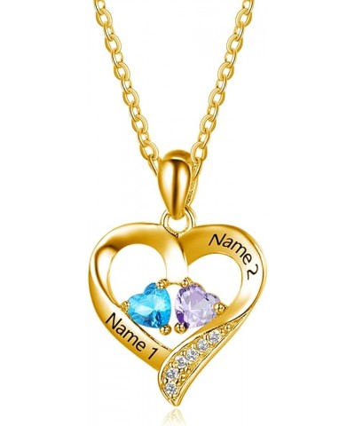 10K 14K 18K Gold Natural Diamonds and 1-6 Birthstones Heart Necklace for Women,Personalized Name Necklace Gift For Mom Gifts ...