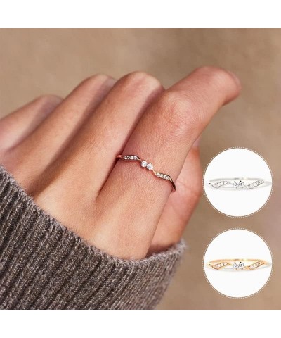 Double Stone Wavy Ring, To My Daughter Highs and Lows, Creative Willow Leaf Ring Jewelry Gift for Women (Silver,5) Silver 6 $...