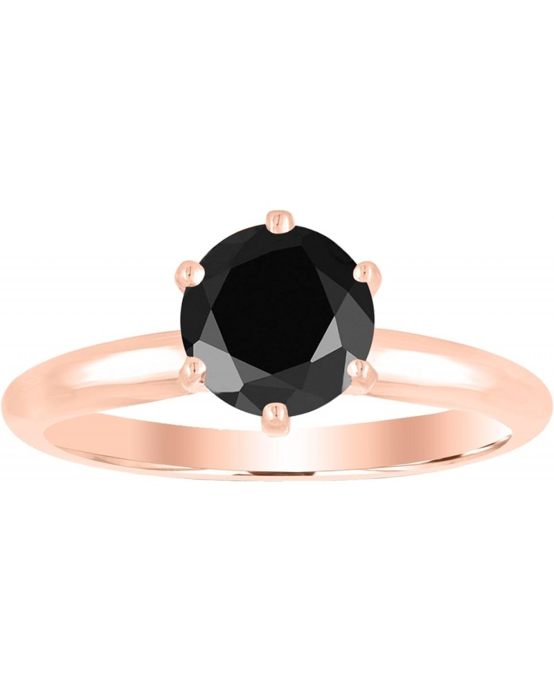 1/2-10 Carat Total Weight Round 14K Rose Gold Round Black Diamond Ring (AAA Quality) $192.77 Rings