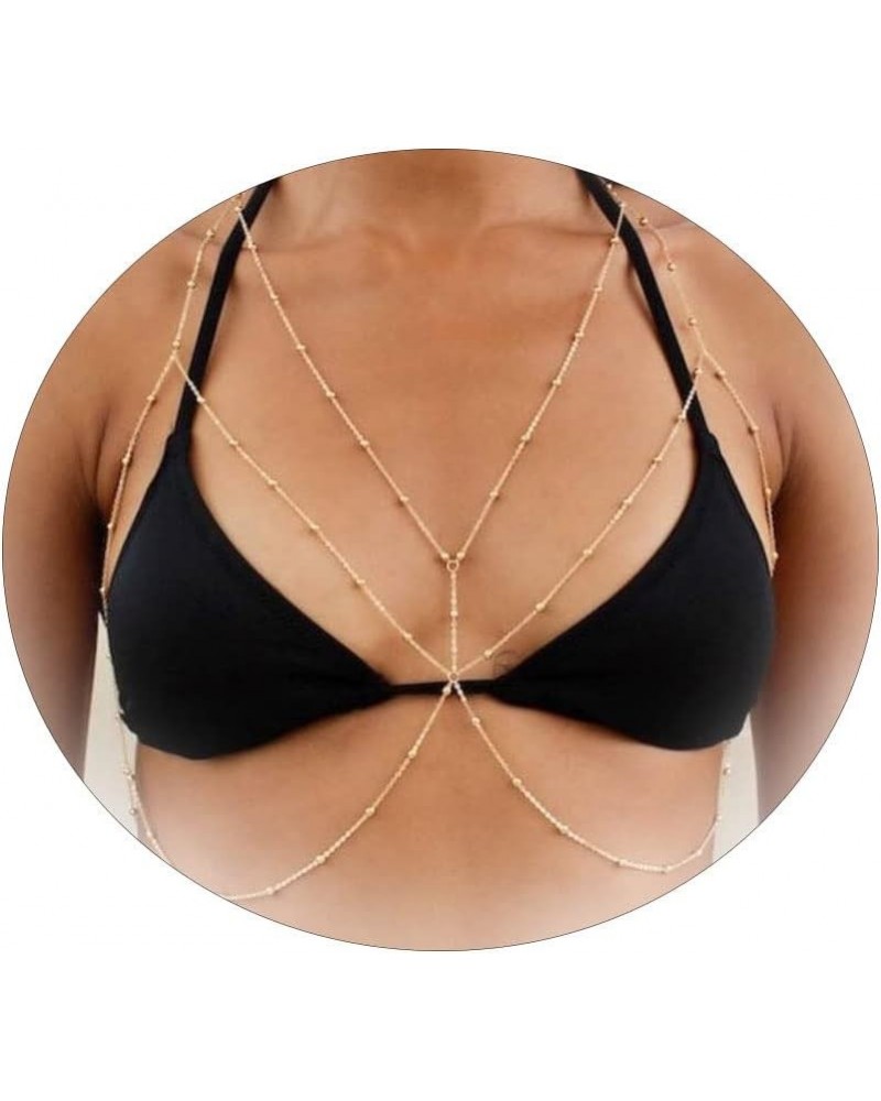 Crystal Body Chains for Women Sexy Chain Bra Chest Chain Jewelry Bling Rhinestone Bra Chain Beach Body Accessories Chain-C $6...