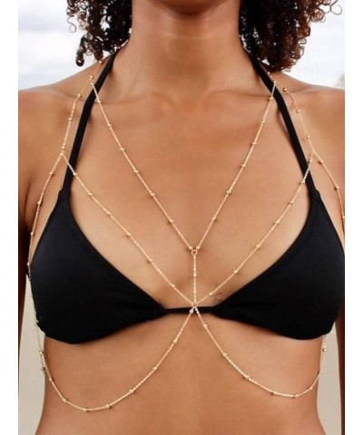 Crystal Body Chains for Women Sexy Chain Bra Chest Chain Jewelry Bling Rhinestone Bra Chain Beach Body Accessories Chain-C $6...