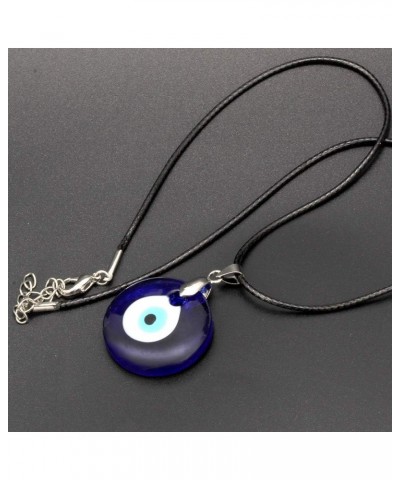 Evil Eye Pendant Necklace Glass Leather Rope Chain Turkish Protect Lucky Necklace for Women Men with Gold One $6.29 Necklaces