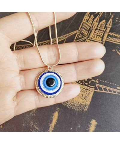 Evil Eye Pendant Necklace Glass Leather Rope Chain Turkish Protect Lucky Necklace for Women Men with Gold One $6.29 Necklaces