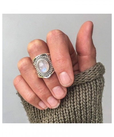 Vintage Silver Ring 925 Silver Plated Natural Moonstone Women Jewelry Elegant Gemstone Wedding Ring US Code 7 $11.79 Bracelets