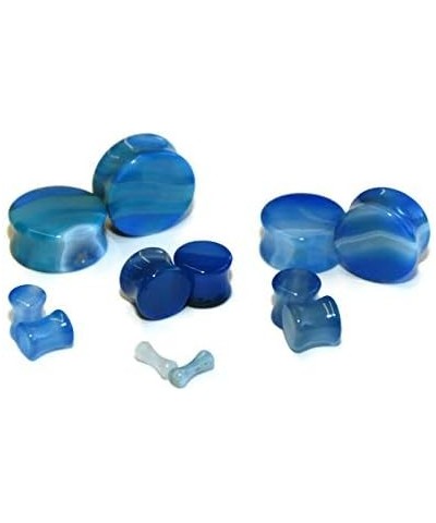 Blue Agate Stone Plugs Double-Flared 7/8" (22mm) $12.53 Body Jewelry