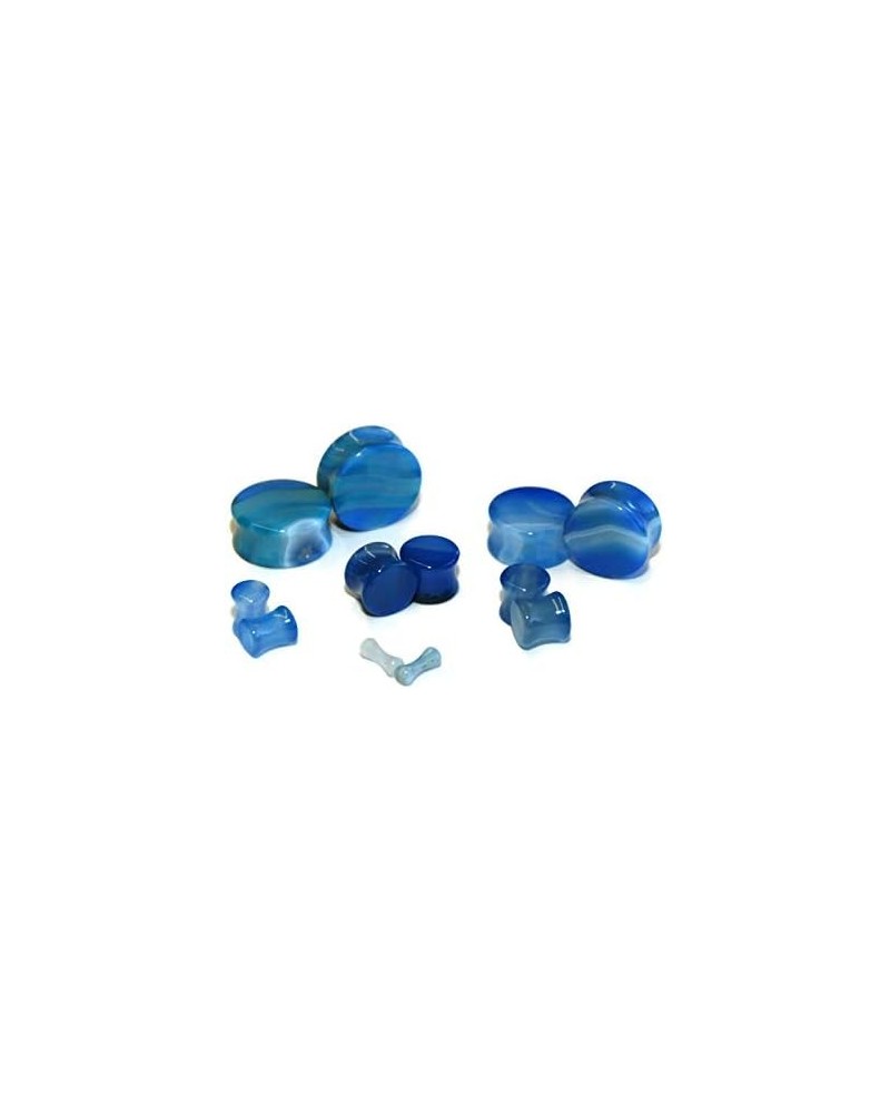 Blue Agate Stone Plugs Double-Flared 7/8" (22mm) $12.53 Body Jewelry