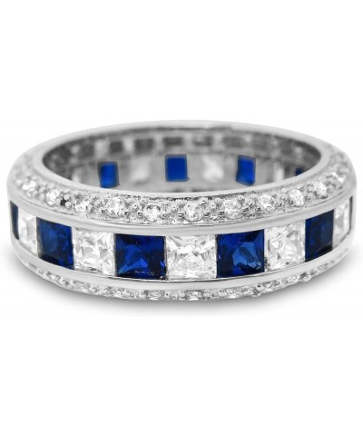 His Hers Sterling Blue Sapphire CZ Bridal Wedding Band Engagement Ring Set Him Her Her 12 - His 13 $59.40 Sets