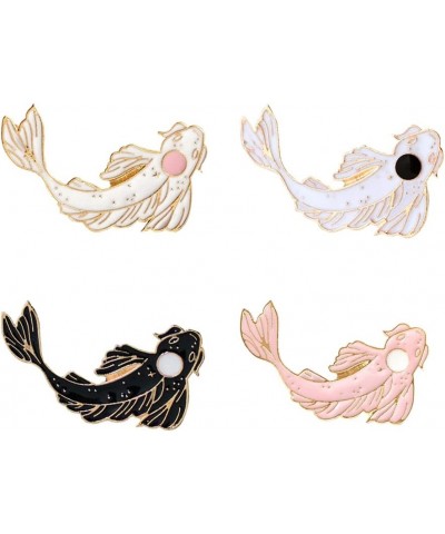 4Pcs Yin and Yang Koi Pin Japanese Koi Brooch Enamel Needle Denim Jacket Lapel Brooch Badge Animal Brooch $6.16 Brooches & Pins