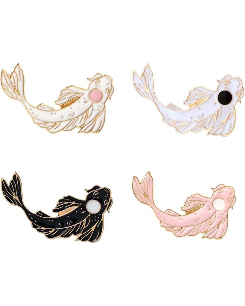 4Pcs Yin and Yang Koi Pin Japanese Koi Brooch Enamel Needle Denim Jacket Lapel Brooch Badge Animal Brooch $6.16 Brooches & Pins