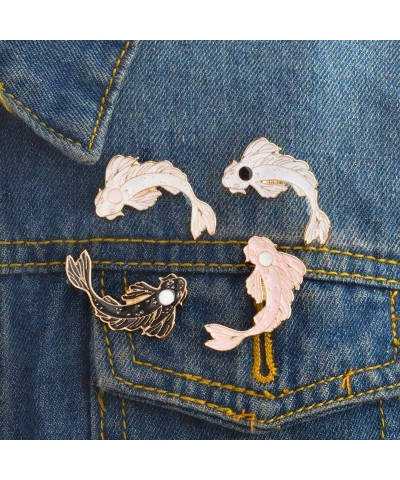 4Pcs Yin and Yang Koi Pin Japanese Koi Brooch Enamel Needle Denim Jacket Lapel Brooch Badge Animal Brooch $6.16 Brooches & Pins