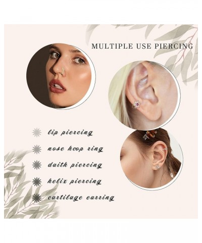 9Pcs 20G Nose Rings Hoops For Women Surgical Steel Paved CZ Cartilage Earring Hoop Cute Butterfly Flower Nose Piercing Jewelr...